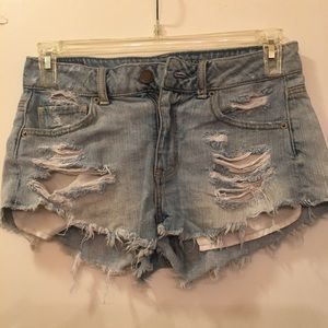 Ripped denim shorts